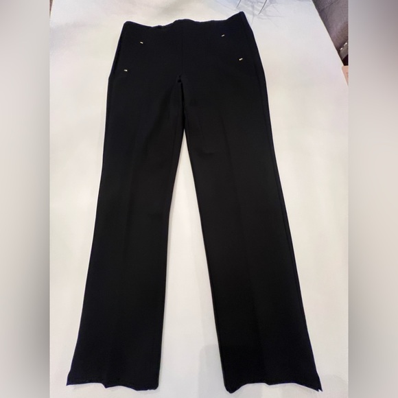 CHICO DRESS BLACK SLACKS SIZE 2.5. FAUX FRONT POCKETS W/GOLD DECORATIVE PIECES - Picture 1 of 11